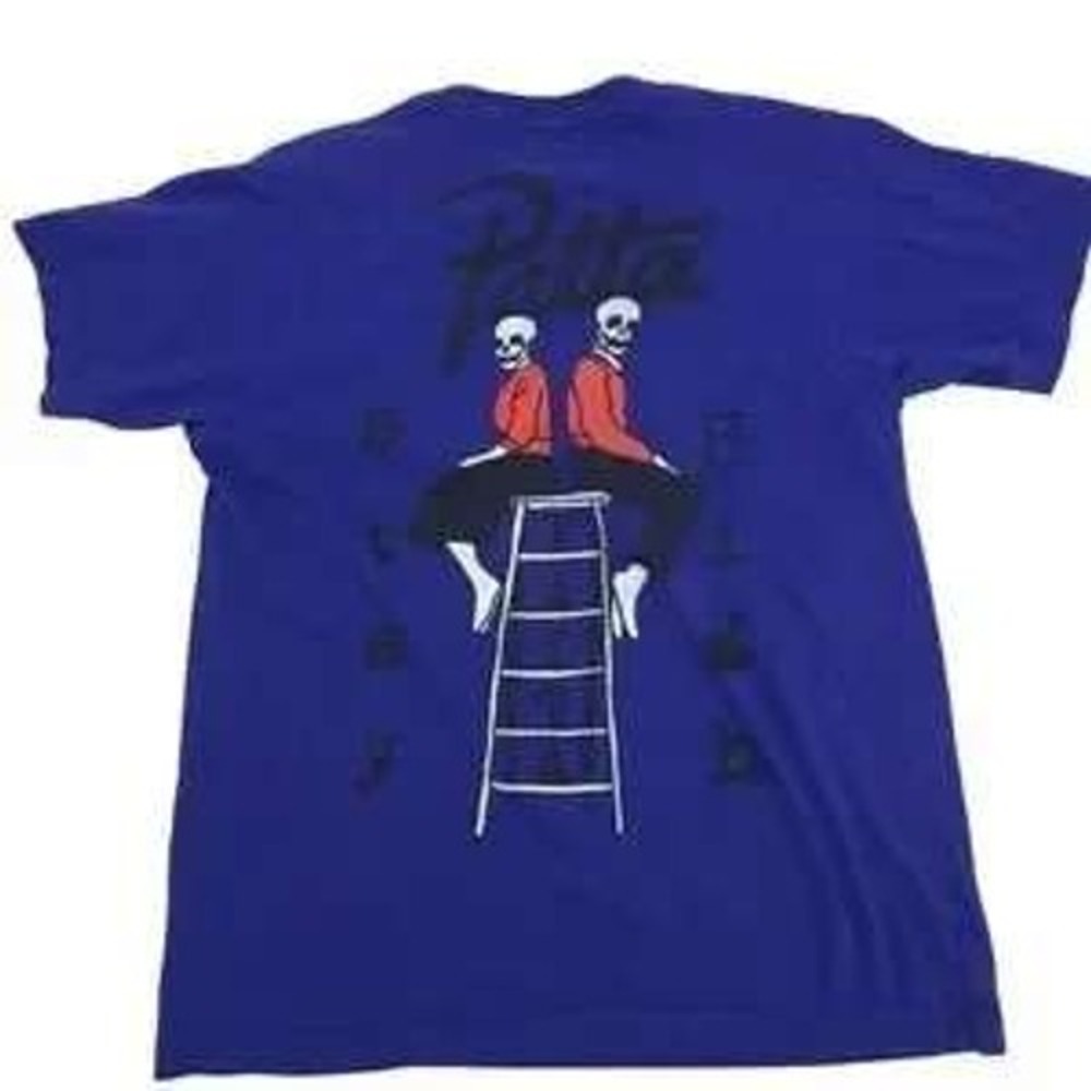 Patta Stay High Graphic Skeleton T-Shirt Patta Blue T-Shirt Men Small